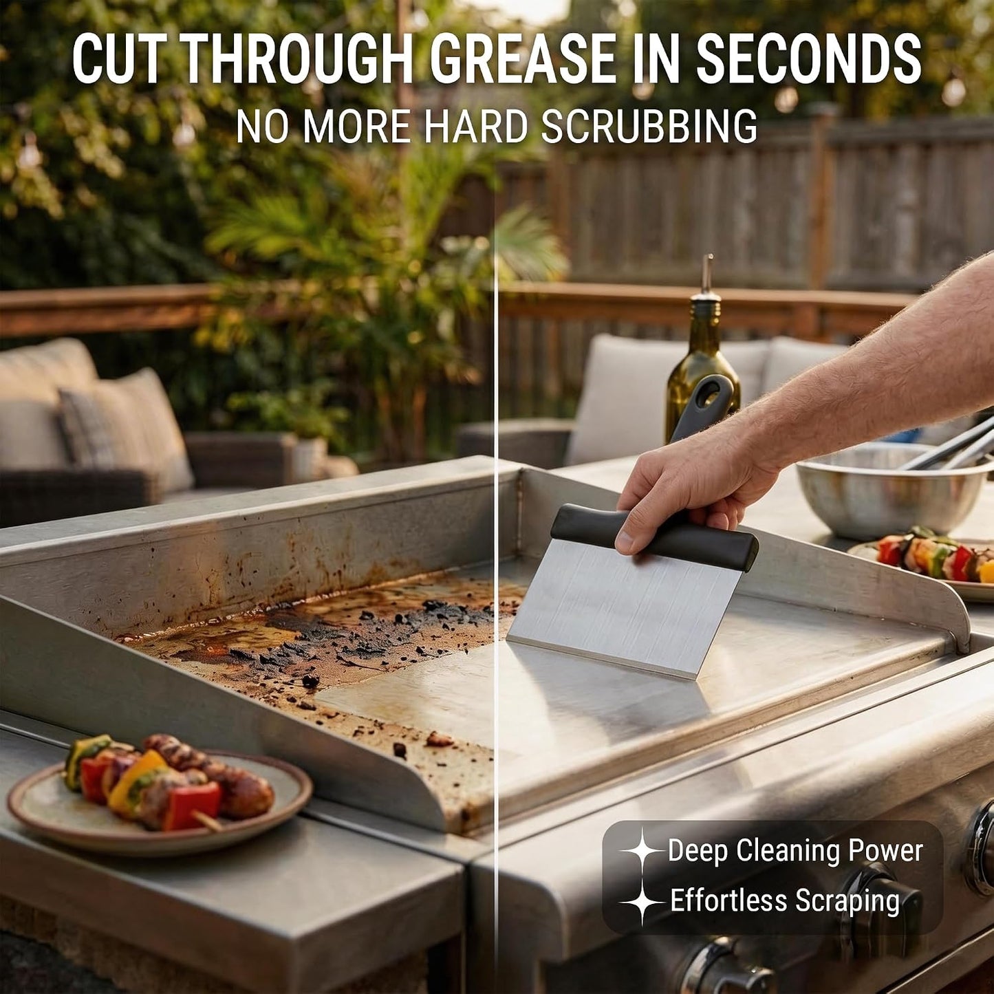 Multipurpose Bench Scraper, Dough Scraper and Dough Cutter for Flat Top Griddle, Bread, Pizza, and Pastry – Stainless Steel Griddle Scraper Chopper for Baking and Cooking