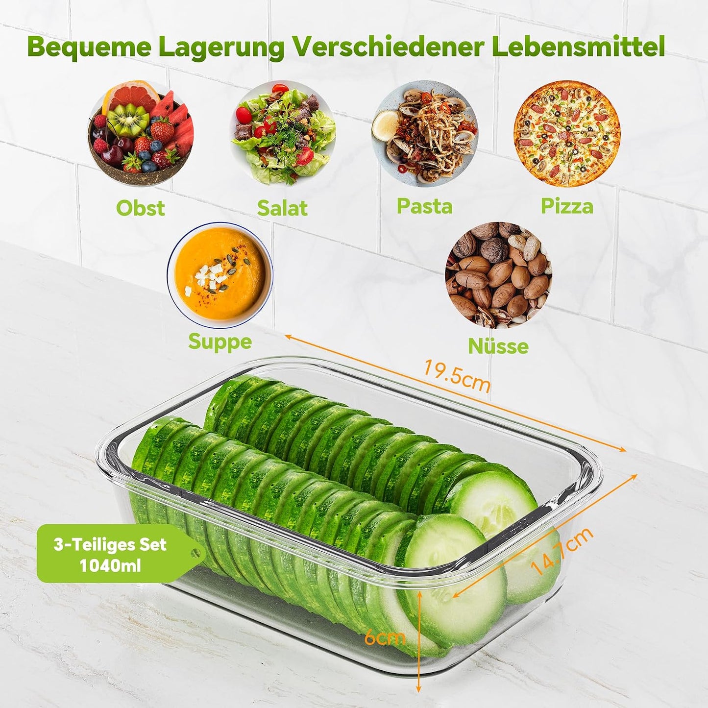 5-Pack 35 oz Borosilicate Glass Food Storage Containers with Lids, Stackable Airtight Glass Meal Prep Containers for Lunch & Leftover, BPA-Free & Leak Proof, for Microwave, Oven, Dishwasher