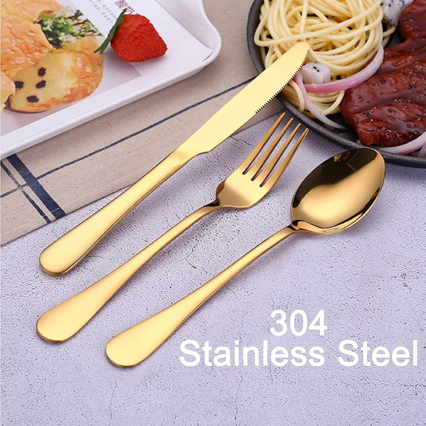Portable Travel Utensils Set, 18/8 Stainless Steel 3 PCS Cutlery Set Including Knife Fork and Spoon, Reusable Travel Silverware Set with Case for Lunch Box Camping School Office