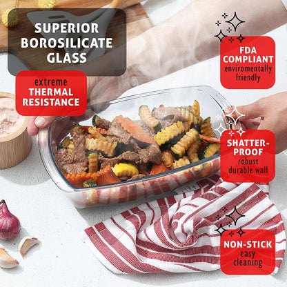 EATEX Glass Bread Pans for Homemade Bread Baking, 1.9 Quart Deep Rectangular Glass Food Storage Containers with Lids, 3 Bread Loaf Pans 3 Airtight Lids Black Microwave Oven & Freezer Safe