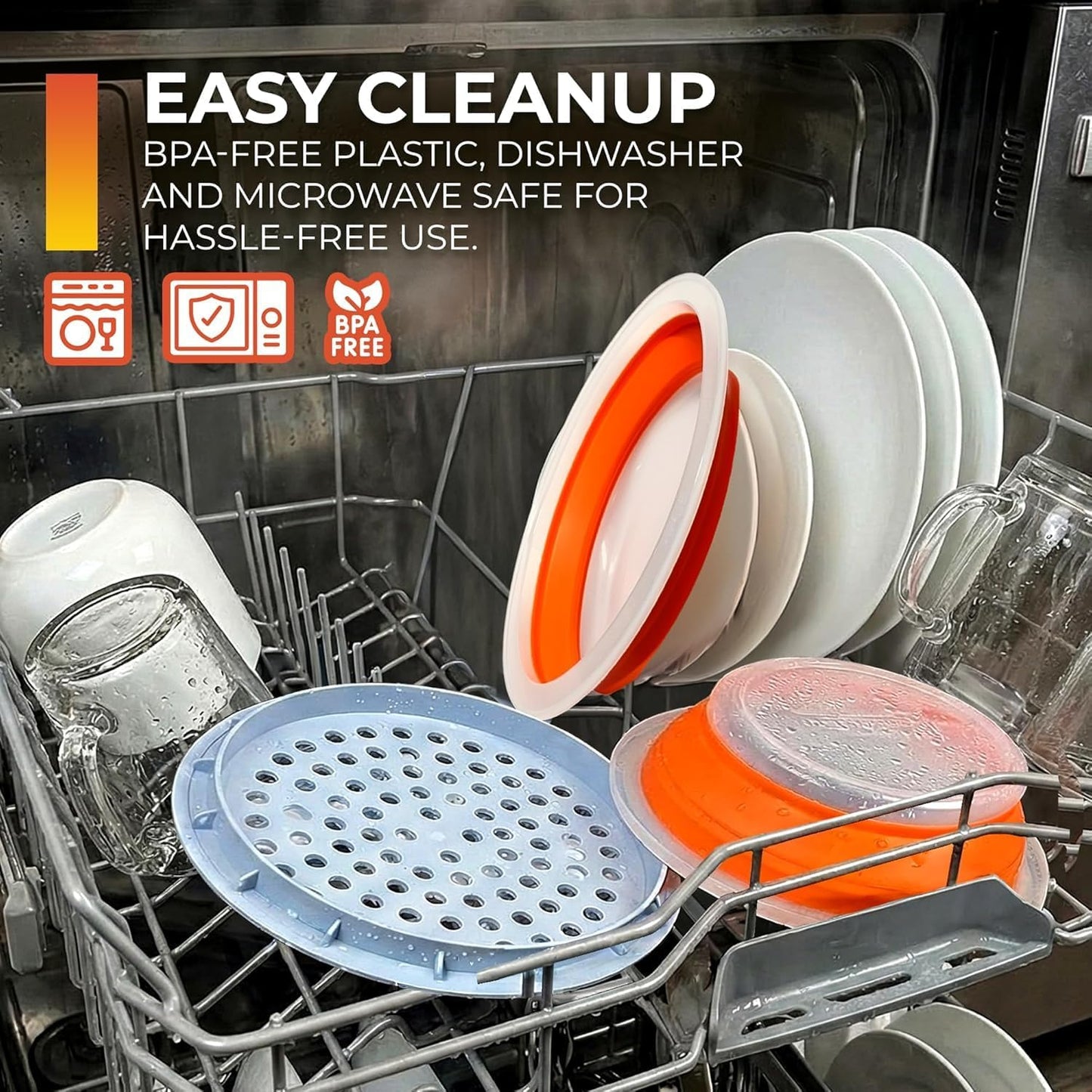 CanCooker Batter Bowl XL: Collapsible, Mess-Free, Dishwasher and Microwave Safe, Chemical-Free in Vibrant Orange
