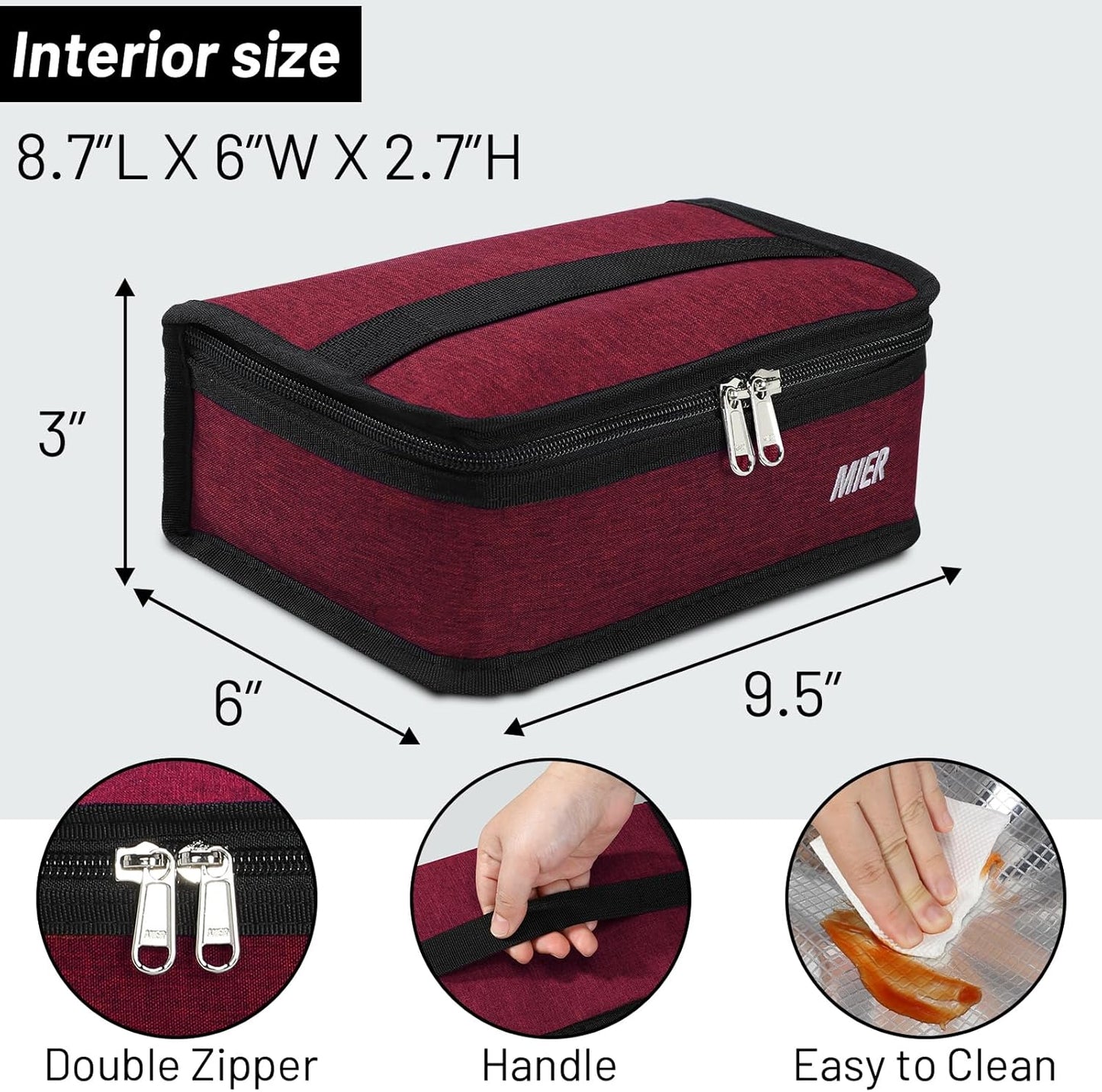 MIER Small Lunch Bag for Kids & Adults Compact Insulated Lunch Box Portable Thermal Mini Cooler for Work School Travel, Bluesteel