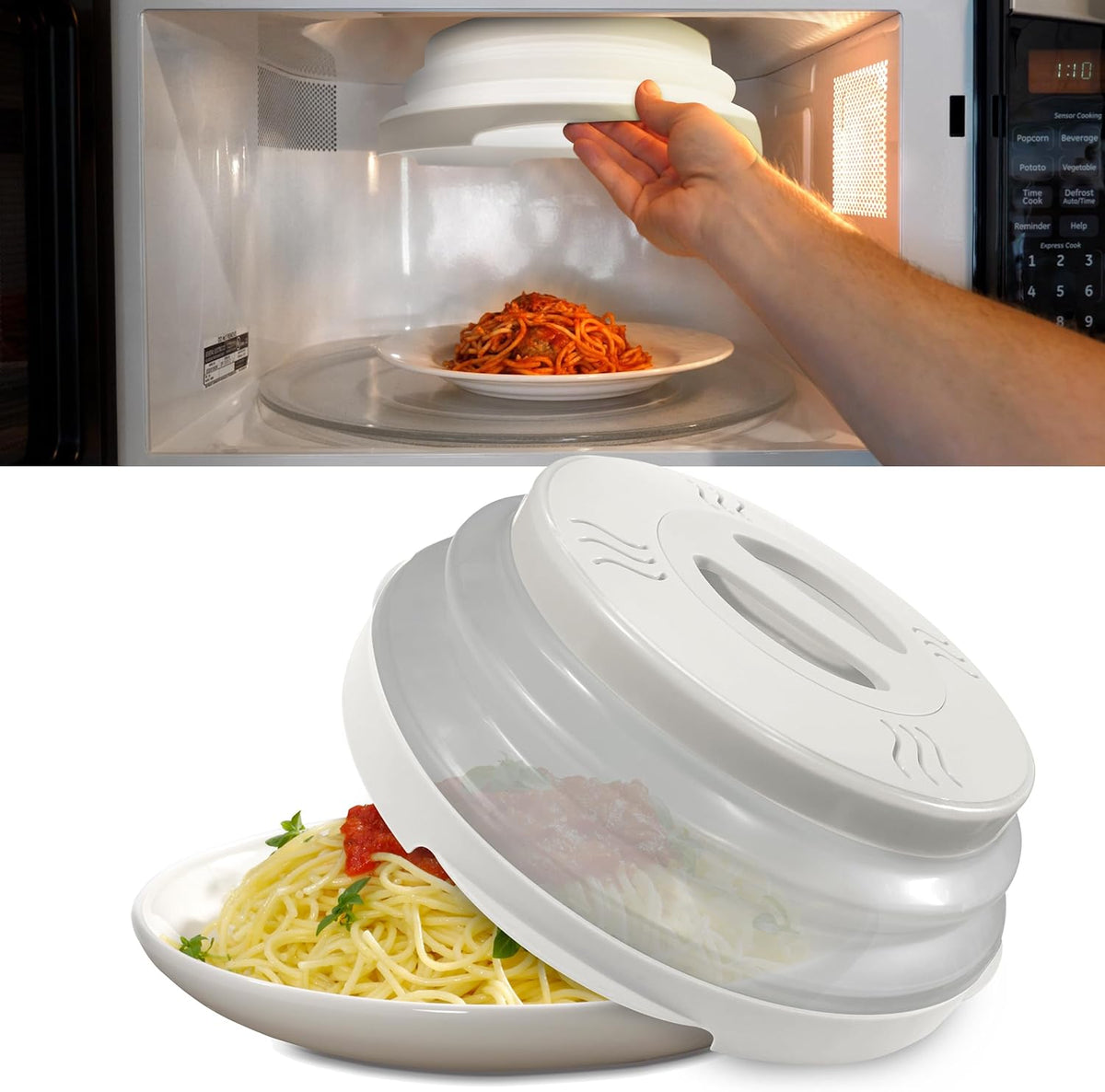 HOVER COVER Magnetic Microwave Splatter Cover - 12-Inch Collapsible - Gray