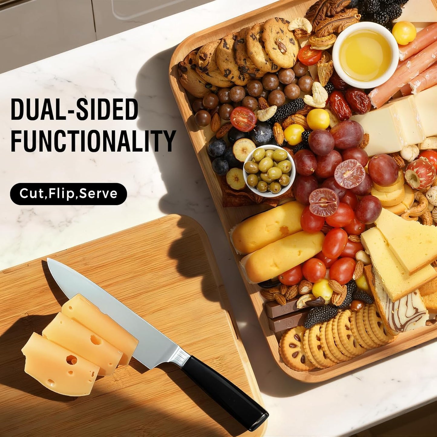 Renmxj Charcuterie Board with Clear Lid, Travel Portable Cheese Board Charcuterie Boxes Cutting Boards for Kitchen, House Warming Gifts New Home, Gifts for Women (6 Compartments Black)