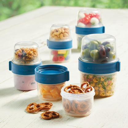 LOCK & LOCK LocknLock Easy Essentials Twist Two Way Food Storage Container, BPA-Free/Dishwasher Safe, 10-Piece Set, Clear