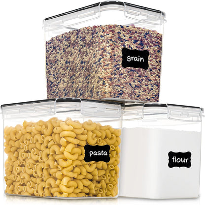 PANTRYSTAR Large Food Storage Containers with Lids Airtight 5.2L /176Oz, for Flour, Sugar, Baking Supply, 3PCS BPA Free Plastic Canisters for Kitchen Pantry Organization