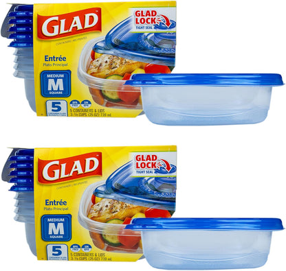 Glad GladWare Tall Entree Food Storage Containers with Lids, Large Square BPA Free Plastic for Meal Prep and Lunches, Lock Tight Seal, Microwave and Dishwasher Safe, 42 Oz, 3 Count