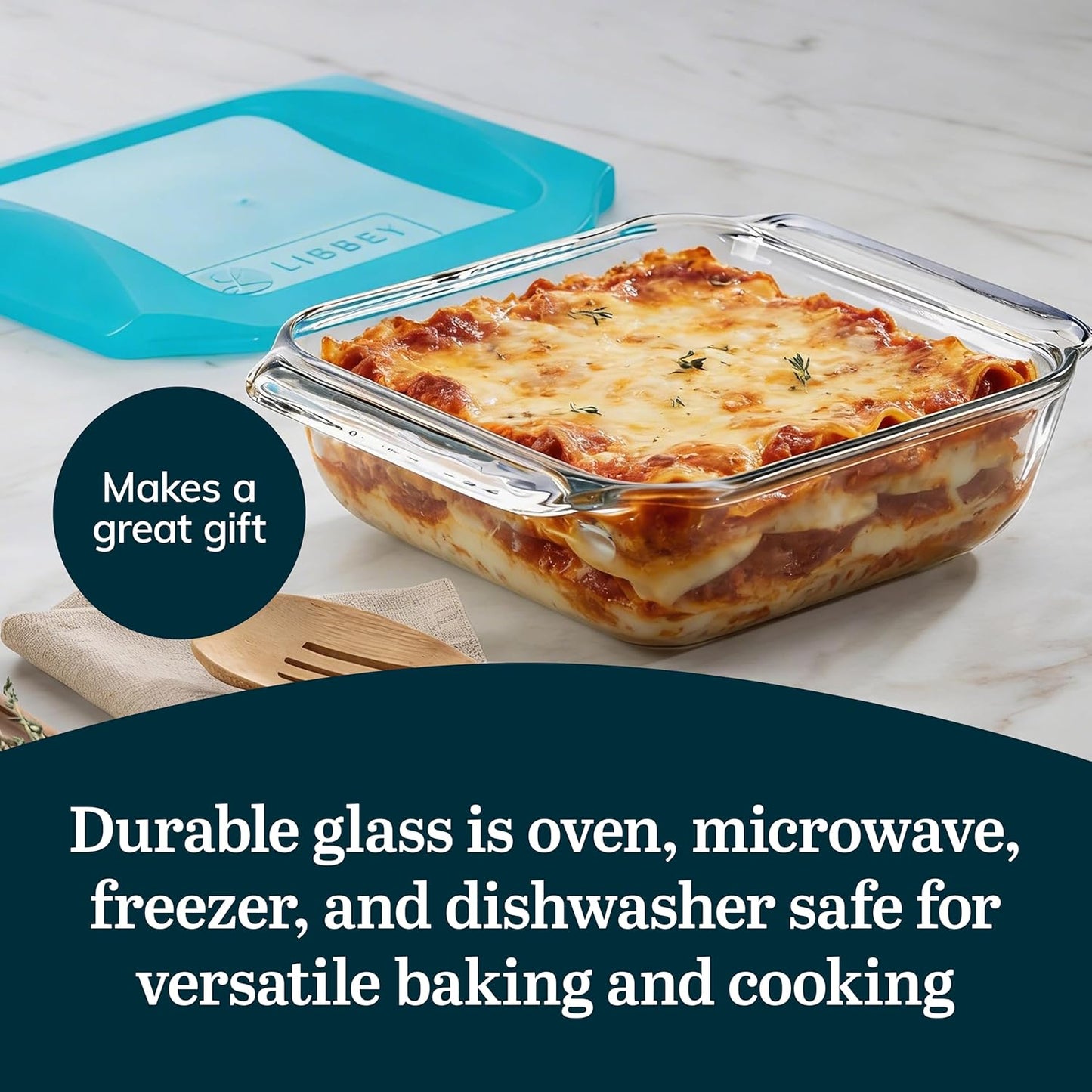 Libbey Baker’s Premium 2 Piece Glass Pie Plate, Stackable, Space Saving Casserole Dish Set with Lids, Glass Baking Dish Set for Fruit Pies, Quiches