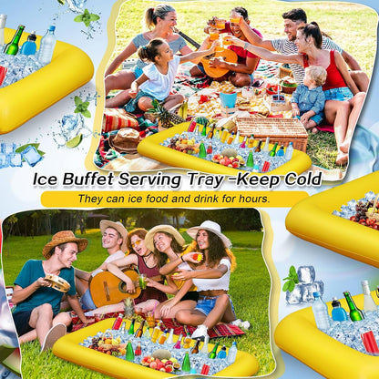 Leitee Inflatable Serving Bar with Drain Plug 52 x 24 x 5'' Inflatable Ice Serving Buffet Bar for Party Food Cooler Buffet Drink(Black,Basic Style)