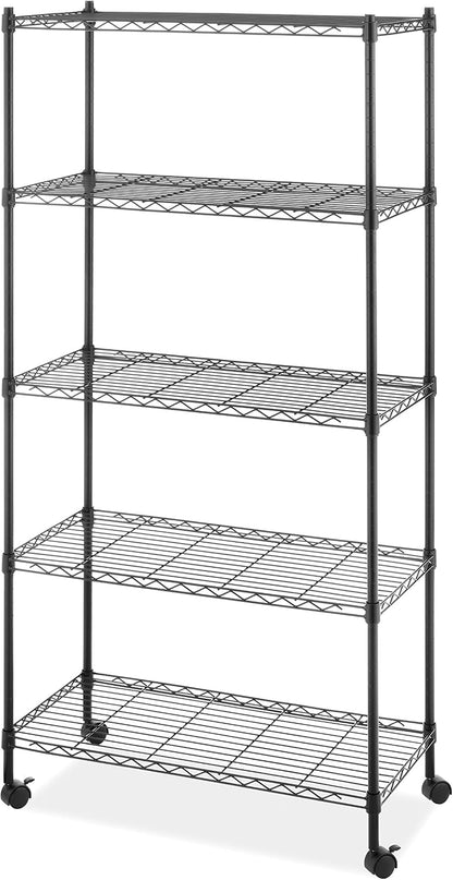 Whitmor 2-Wire Shelving Unit, Metal Storage Shelves, Stacking Shelf with Basket, Easy Assembly Home Organizer for Pantry, Kitchen, Garage, Plant