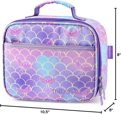 mibasies Kids Lunch Box for Girls Toddler, Insulated and Reusable Lunch Bag for School, Pink Rainbow