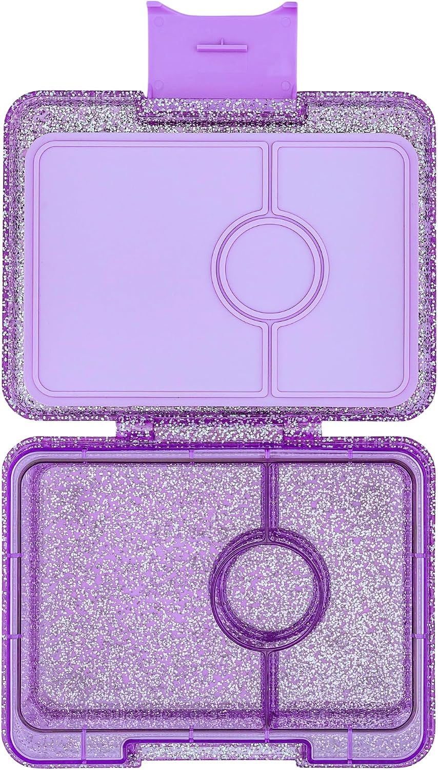 Yumbox Snack Box, 3 Compartments, Leakproof, Glitter Blue | Built-In Dip Well | Removable Compartment Tray | Easy-Open Single Latch | Lightweight & Compact | Perfect for Snacks & Sides