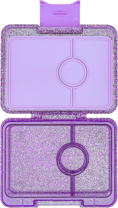 Yumbox Snack Box, 3 Compartments, Leakproof, Glitter Blue | Built-In Dip Well | Removable Compartment Tray | Easy-Open Single Latch | Lightweight & Compact | Perfect for Snacks & Sides