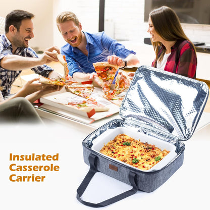 BAGSPRITE Insulated Casserole Carrier for Hot or Cold Food with Heat-resistant Mat, Casserole Dish Carrier Insulated Food Carrier, Hot Food Carrier, Foil Pan Carrier Fits 9" x 13" Baking Dish