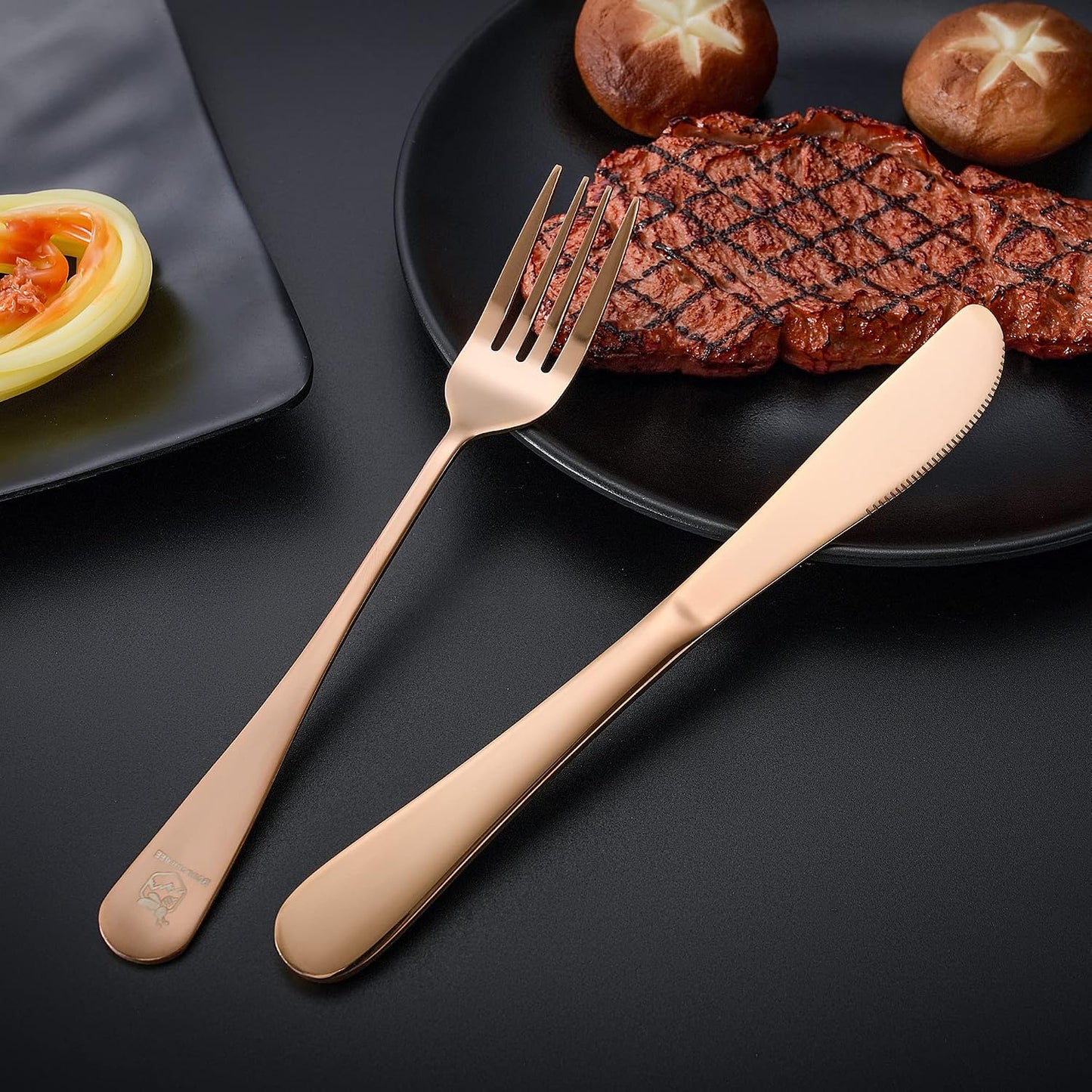 Boulder Bee | Travel Utensils Set | Reusable Camping Cutlery Set | Stainless Steel Flatware Set | Portable Silverware Set with Case | Includes Knife/Fork/Spoon/Straw/Cleaning Cloth/Case (Purple)