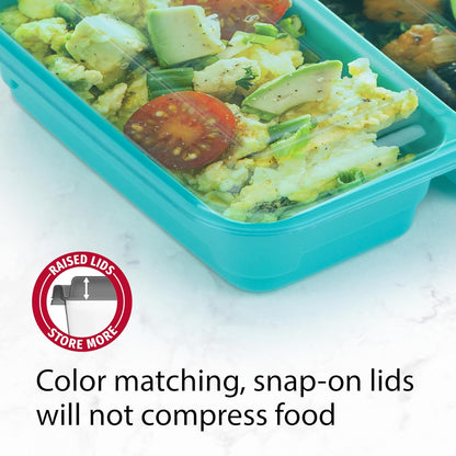 GoodCook Meal Prep Rectangle Two Compartment 20-Piece, Teal, Made without BPA