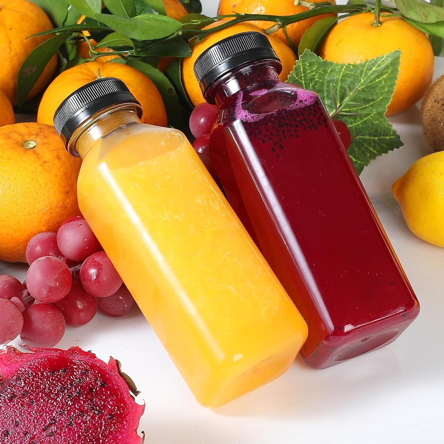 30pcs 10oz Empty Plastic Juice Bottles with Caps Reusable Food Grade Drink Bottles with Leak-Proof Tamper Evident Caps Bulk Clear Beverage Containers for Homemade Drinks Smoothie Milk