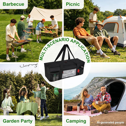 Grill Tool Organizer, BBQ Tool Storage Bag with Pockets- 20" Heavy-Duty Storage Bag Waterproof 600D Oxford, Folding Design Gift for Camping, Tailgates, Outdoor BBQ Parties (20" Lx6 Wx5 H)