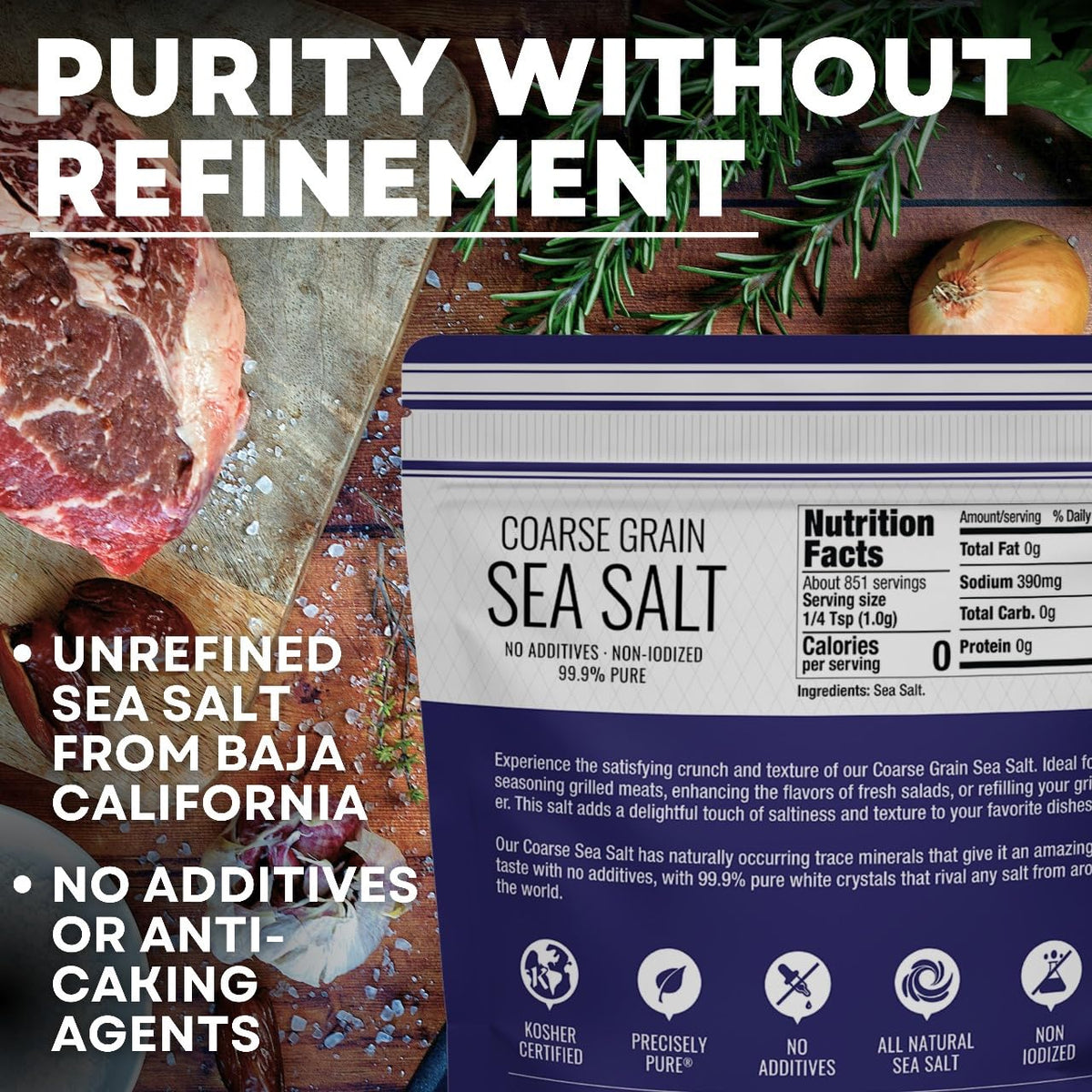 Sea Salt Superstore Coarse Sea Salt for Grinder Refill, Non-Iodized, 14 oz
