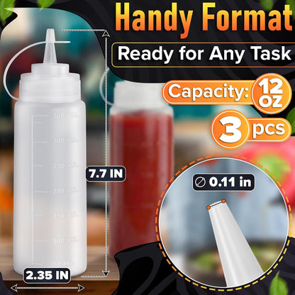 BURIUS Inverted Condiment Squeeze Bottles 16 oz for Sauces, Honey