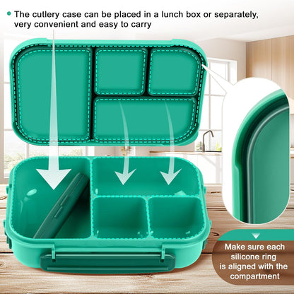 Amathley Lunch Box Kids,Bento Box Adult,Leakproof Lunch Containers for Adults/Kids/Toddler,1200ML-4 Compartments bento Lunch box with Utensil,Microwave & Dishwasher & Freezer Safe (Pink Berry)