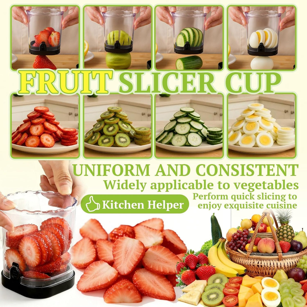 Hendiy Strawberry Slicer, Black, 1-Pack