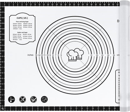 Silicone Baking Mat,28" x 20" Extra Thick Large Non Stick Sheet Mat with Measurement Non-slip Dough Rolling Mat,Reusable Food Grade Silicone Counter Mat for Making Cookies,Macarons,Bread and Pastry