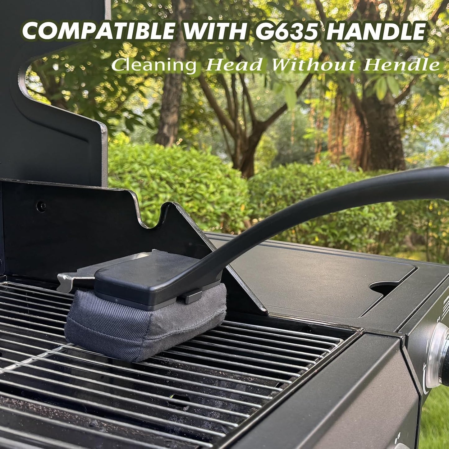 Grill Brush for Outdoor Grill, Steam Grill Cleaner Bristle Free with Scraper, Replaceable Cleaning Head & Heat-Resistant Handle, Grilling Gift for Dad, Men - Black