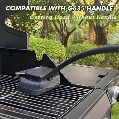 Grill Brush for Outdoor Grill, Steam Grill Cleaner Bristle Free with Scraper, Replaceable Cleaning Head & Heat-Resistant Handle, Grilling Gift for Dad, Men - Black
