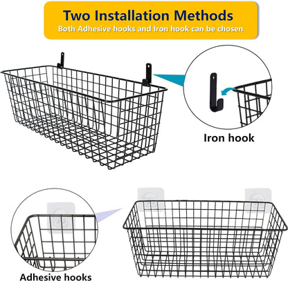 Joben Oligey 3 Set [Extra Large] Hanging Wall Wire Baskets, Farmhouse Food Storage Kitchen Pantry Laundry Closet Garage RV, White
