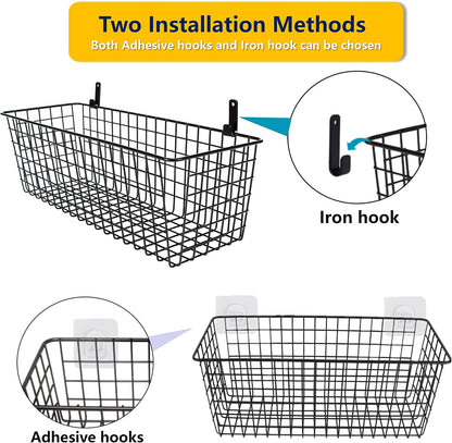 Joben Oligey 3 Set [Extra Large] Hanging Wall Wire Baskets, Farmhouse Food Storage Kitchen Pantry Laundry Closet Garage RV, White