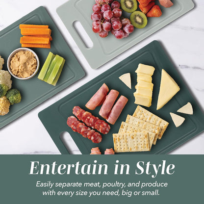 COOK WITH COLOR Non-Slip Cutting Board Set – Kitchen Essentials with Easy Grip Handle for Meat, Veggies, and Fruits, 3 Cutting Boards, Speckled White