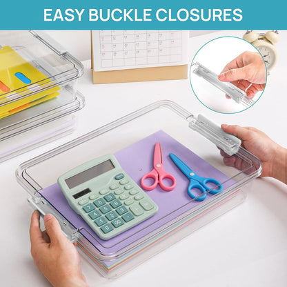 Vtopmart 8 Pack Clear Pencil Box with Removable Divider, BPA-Free Plastic Storage Containers for Pens, Pencils, Crayons, Markers, Craft Supplies and Small Items