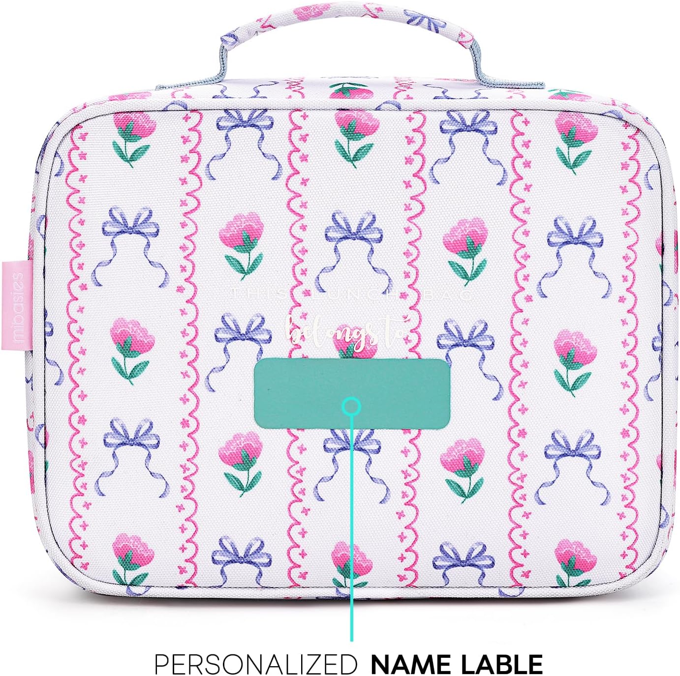 mibasies Kids Lunch Box for Girls Toddler, Insulated and Reusable Lunch Bag for School, Pink Rainbow