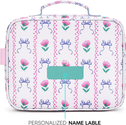 mibasies Kids Lunch Box for Girls Toddler, Insulated and Reusable Lunch Bag for School, Pink Rainbow