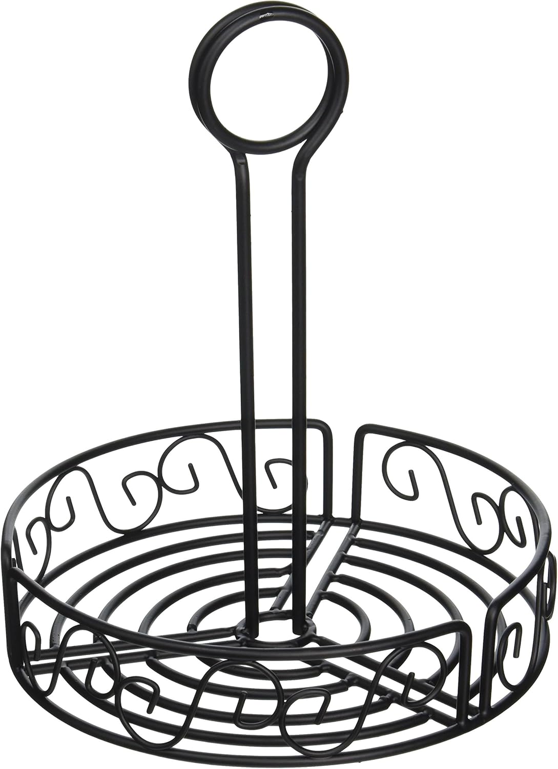 Winco WBKH-7R Round Black Wire Condiment Caddy, 7.5-Inch, Medium
