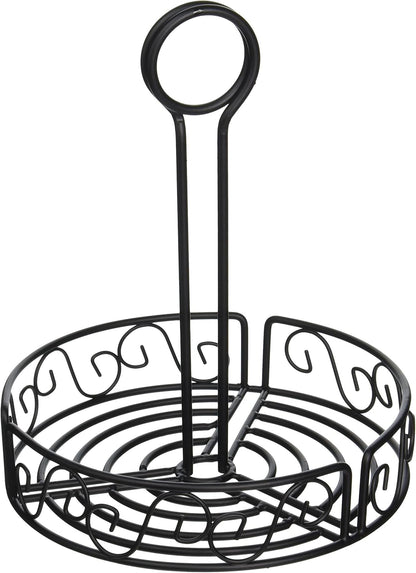 Winco WBKH-7R Round Black Wire Condiment Caddy, 7.5-Inch, Medium