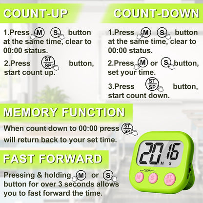 ZILLEEN Classroom Timer for Kids Teachers Digital Timers Blue Green