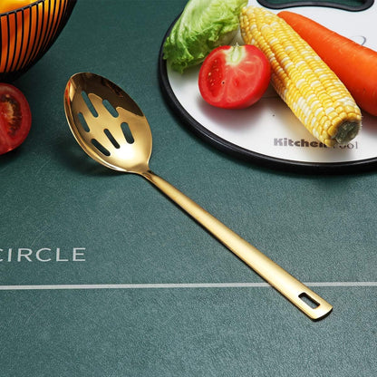 Gold Ladle, Berglander Stainless Steel Kitchen Ladle With Titainium Gold Plating, Soup Ladle, Cooking Ladle, Metal Soup Spoon For Cooking, Dishwasher Safe, Easy to Clean
