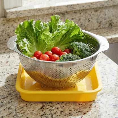 3 Pcs Stainless Steel Colander Strainer Set, Stainless Steel Strainer, Kitchen Gadget Food-Strainer Basket with Handle, Strainers and Colanders, Pasta-Strainer for Vegetable Cooking(2QT, 3QT, 5QT)