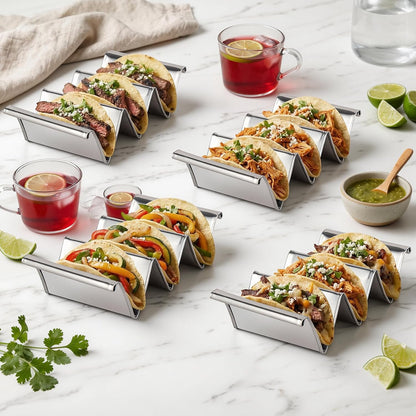 ZPUFAW 4Pack Stainless Steel Taco Holders Food Holder Taco Rack Dishwasher Safe Holds Up to 3 Tacos Each