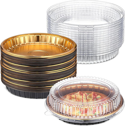 Vesici 30 Pcs 9'' Plastic Pie Containers Disposable Clear Dessert Containers with Lids Round Pie Keeper Clamshell Takeout Food Carrier for Takeout Boxes Food Cake Doughnut Storage