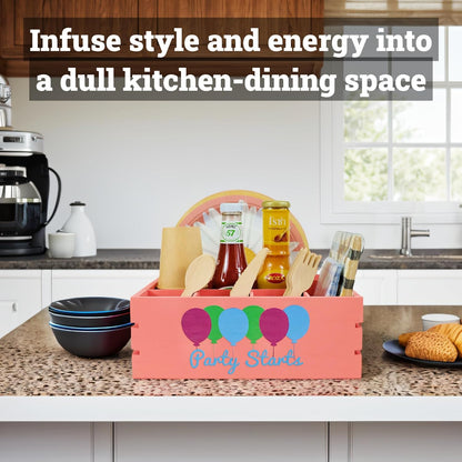 Utensil Holder for Party Farmhouse Crate Look - White Napkin Paper Plate Dispenser for Countertop - Silverware Caddy for Plate, Cup, Fork, Spoon - Flatware Box Organizer for Outdoor Camping Picnic