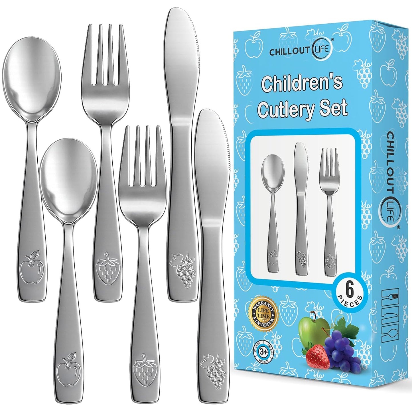 12 Piece Stainless Steel Kids Silverware Set - Child and Toddler Safe Flatware - Kids Utensil Set - Metal Kids Cutlery Set Includes 4 Small Kids Spoons, 4 Forks & 4 Knives - UV Rainbow