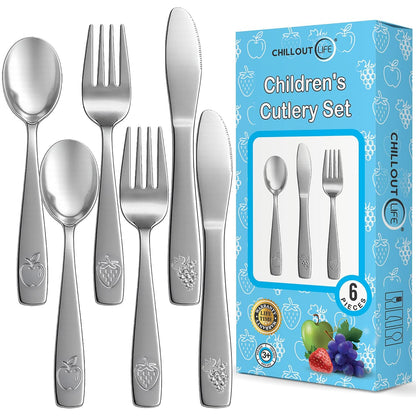 12 Piece Stainless Steel Kids Silverware Set - Child and Toddler Safe Flatware - Kids Utensil Set - Metal Kids Cutlery Set Includes 4 Small Kids Spoons, 4 Forks & 4 Knives - UV Rainbow