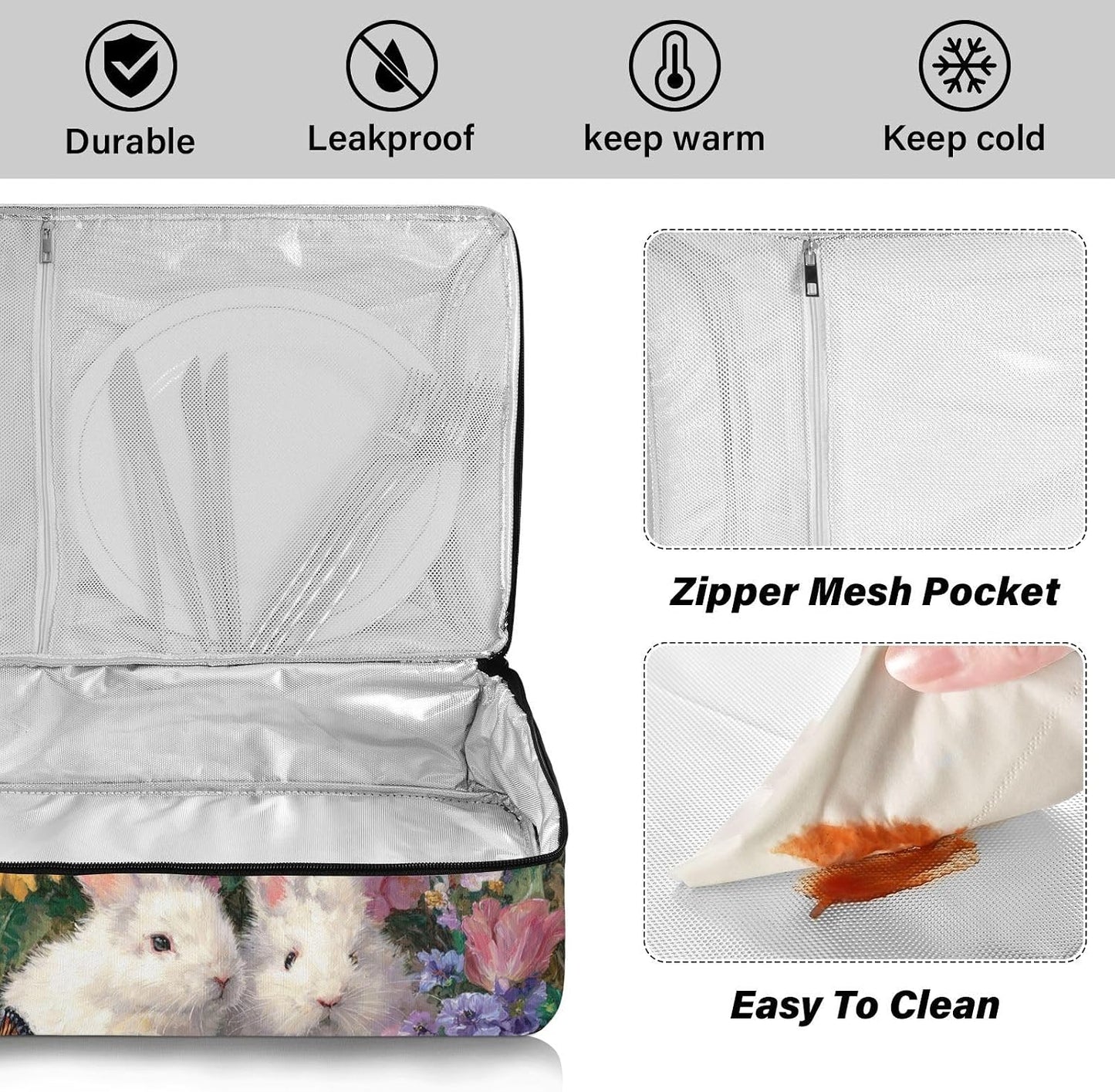Casserole Carriers for Hot or Cold Food Reusable Casserole Dish Carrier Insulated Thermal Large Capacity Durable Perfect for Party Camping Family Gatherings Yellow Fish - Colors A