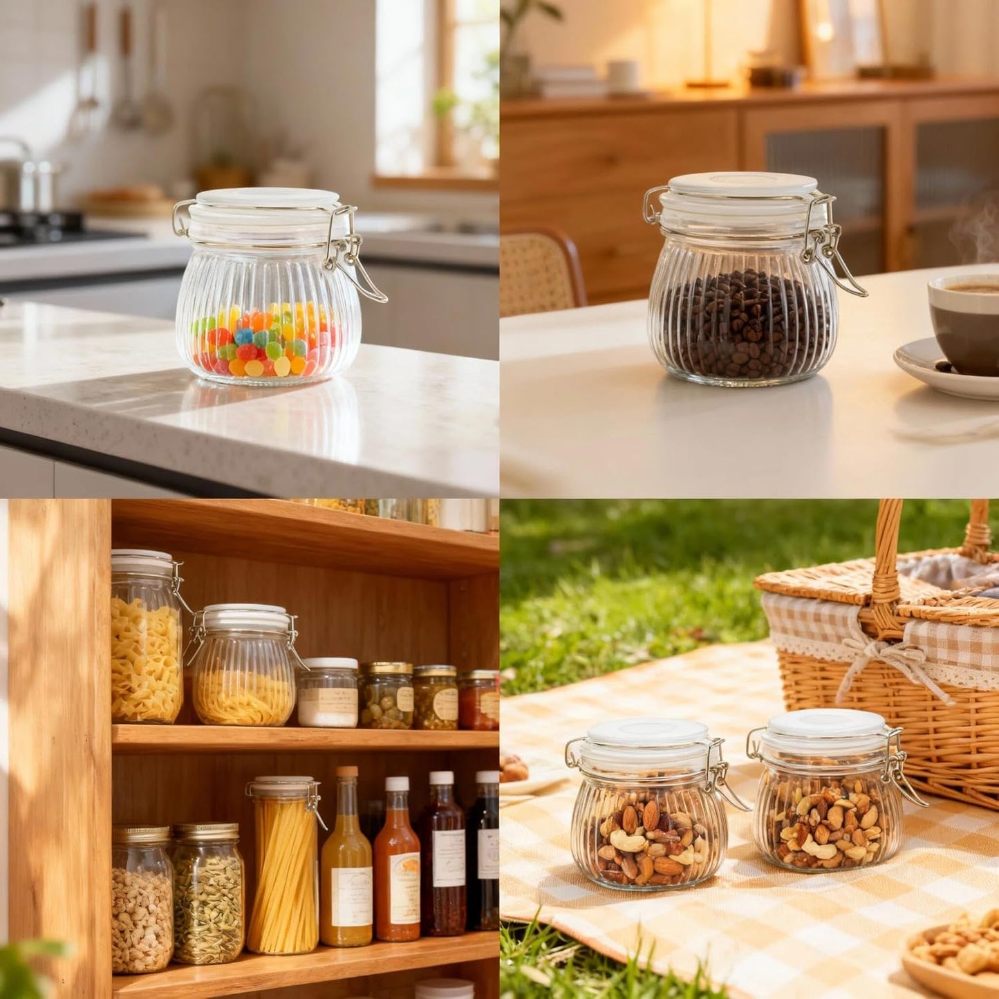 Spice Jars Set of 6, 4 oz Glass Spice Jars with Airtight Lids and Labels, Small Seasoning Jars for Spices, Herbs, Kitchen Spice Organizer