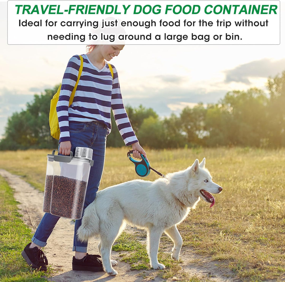 TBMax Pet Food Storage Containers 2 Pack 8-10 Lbs Airtight Dog Food Container Dispenser with Large Spout & Portable Handle, Travel Dog Treat Cat Food Storage Bin Bird Seed Container