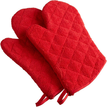 DII Basic Terry Collection 100% Cotton Quilted, Oven Mitt, Brown, 2 Piece