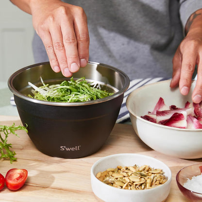S'well Stainless Steel Salad Bowl Kit 64oz, Peacock Blue, Comes with 2oz Mini Canister and Removable Tray for Organization, Leakproof, Easy to Clean, Dishwasher Safe